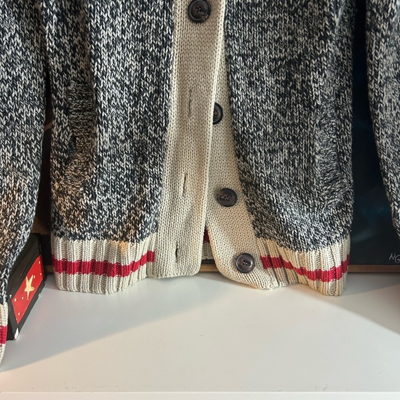 Bluenotes Cabin Black & Cream Shawl Collar Cardigan Women Medium Cowichan - Picture 10 of 16